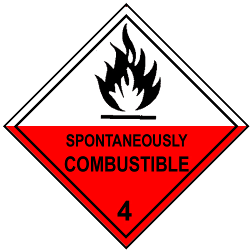Class 4.2 spontaneously combustible placard